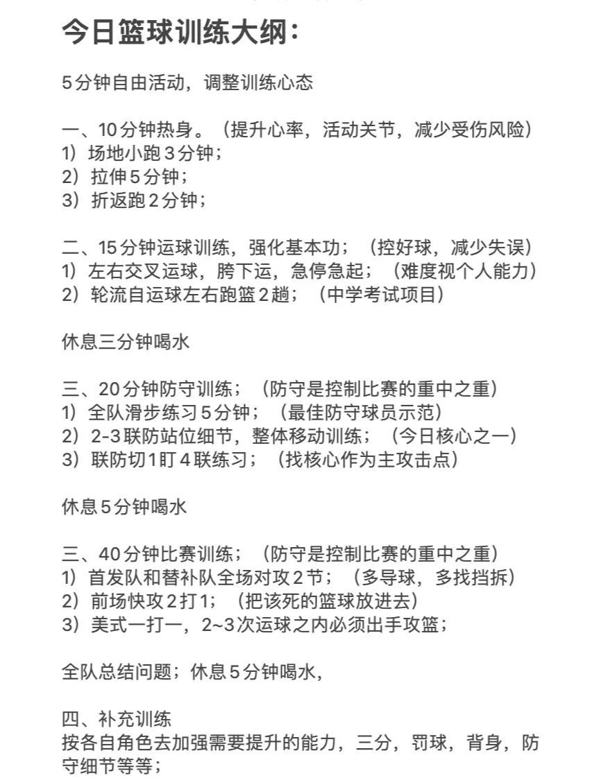 为什么篮球训练日程对球员发展如此重要?